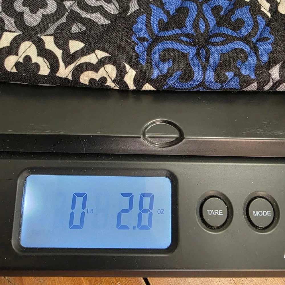 Vera Bradley Blue Bayou Zip Around Wallet Quilted Cotton Black‎ Blue White